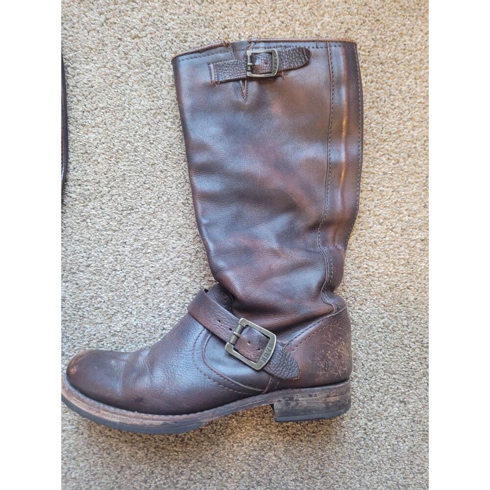 Vintage Frye Veronica Engineer 12R Boots Women’s 7.5 Brown Leather Moto 77609